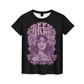 Женская футболка 3D с принтом Deep Purple в Екатеринбурге, 100% полиэфир ( синтетическое хлопкоподобное полотно) | прямой крой, круглый вырез горловины, длина до линии бедер | album | british | deep purple | england | heavy metal | rock group | альбом | англия | британская | рок группа | хеви металл