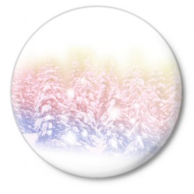 Значок с принтом Зимний лес в Екатеринбурге,  металл | круглая форма, металлическая застежка в виде булавки | Тематика изображения на принте: зима | рождество