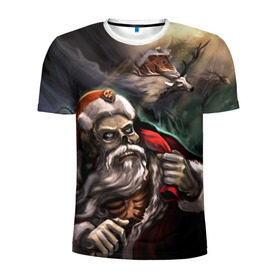 Мужская футболка 3D спортивная с принтом Bad Santa Claus в Екатеринбурге, 100% полиэстер с улучшенными характеристиками | приталенный силуэт, круглая горловина, широкие плечи, сужается к линии бедра | зима | новый год | подарок | рождество