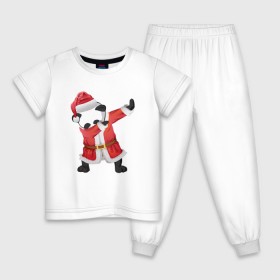 Детская пижама хлопок с принтом Панда Санта-Клаус в Екатеринбурге, 100% хлопок |  брюки и футболка прямого кроя, без карманов, на брюках мягкая резинка на поясе и по низу штанин
 | Тематика изображения на принте: зима | новый год | панда | подарок | рождество