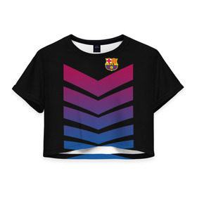 Женская футболка 3D укороченная с принтом FC Barcelona 2018 Arrow в Екатеринбурге, 100% полиэстер | круглая горловина, длина футболки до линии талии, рукава с отворотами | fc | fc barcelona | fcb | барселона | спорт | спортивные | футбол | футбольный клуб