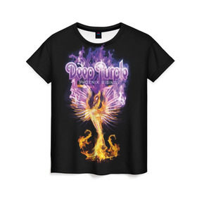 Женская футболка 3D с принтом Deep Purple в Екатеринбурге, 100% полиэфир ( синтетическое хлопкоподобное полотно) | прямой крой, круглый вырез горловины, длина до линии бедер | album | british | deep purple | england | heavy metal | rock group | альбом | англия | британская | рок группа | хеви металл