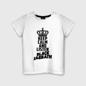 Детская футболка хлопок с принтом Keep calm and listen BS в Екатеринбурге, 100% хлопок | круглый вырез горловины, полуприлегающий силуэт, длина до линии бедер | Тематика изображения на принте: 