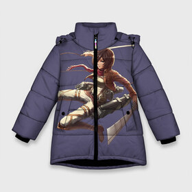 Зимняя куртка для девочек 3D с принтом Mikasa Атака титанов в Екатеринбурге, ткань верха — 100% полиэстер; подклад — 100% полиэстер, утеплитель — 100% полиэстер. | длина ниже бедра, удлиненная спинка, воротник стойка и отстегивающийся капюшон. Есть боковые карманы с листочкой на кнопках, утяжки по низу изделия и внутренний карман на молнии. 

Предусмотрены светоотражающий принт на спинке, радужный светоотражающий элемент на пуллере молнии и на резинке для утяжки. | attack on titan | вторжение гигантов | микаса