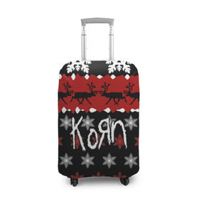 Чехол для чемодана 3D с принтом Праздничный Korn в Екатеринбурге, 86% полиэфир, 14% спандекс | двустороннее нанесение принта, прорези для ручек и колес | korn | koяn | альтернативный | брайан филипп уэлч | группа | джеймс | джонатан дэвис | знак | корн | коян | красный | манки | метал | надпись | новогодний | новый год | нюметал | праздник