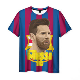 Мужская футболка 3D с принтом Lionel Messi Barcelona в Екатеринбурге, 100% полиэфир | прямой крой, круглый вырез горловины, длина до линии бедер | Тематика изображения на принте: barca | barcelona | barsa | barselona | kit | leo | mesi | messi | барса | барселона | лео | лионель | меси | месси
