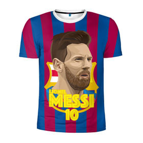 Мужская футболка 3D спортивная с принтом Lionel Messi Barcelona в Екатеринбурге, 100% полиэстер с улучшенными характеристиками | приталенный силуэт, круглая горловина, широкие плечи, сужается к линии бедра | barca | barcelona | barsa | barselona | kit | leo | mesi | messi | барса | барселона | лео | лионель | меси | месси