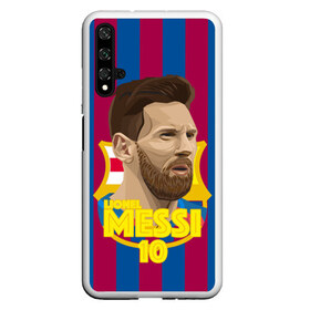 Чехол для Honor 20 с принтом Lionel Messi Barcelona в Екатеринбурге, Силикон | Область печати: задняя сторона чехла, без боковых панелей | Тематика изображения на принте: barca | barcelona | barsa | barselona | kit | leo | mesi | messi | барса | барселона | лео | лионель | меси | месси