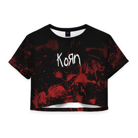 Женская футболка 3D укороченная с принтом Korn в Екатеринбурге, 100% полиэстер | круглая горловина, длина футболки до линии талии, рукава с отворотами | korn | koяn | альтернативный | арвизу | гранж | грув | группа | дэвис | корн | коян | лузье | манки | метал | музыка | нюметал | панк | песни | рок | уэлч | филди | филипп | хэд | шаффер