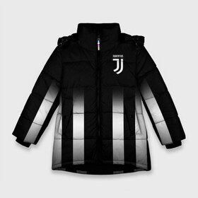 Зимняя куртка для девочек 3D с принтом Juventus 2018 Line в Екатеринбурге, ткань верха — 100% полиэстер; подклад — 100% полиэстер, утеплитель — 100% полиэстер. | длина ниже бедра, удлиненная спинка, воротник стойка и отстегивающийся капюшон. Есть боковые карманы с листочкой на кнопках, утяжки по низу изделия и внутренний карман на молнии. 

Предусмотрены светоотражающий принт на спинке, радужный светоотражающий элемент на пуллере молнии и на резинке для утяжки. | fc | juventus | спорт | фк | футбол | ювентус