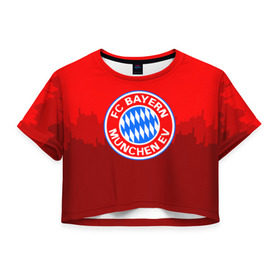 Женская футболка 3D укороченная с принтом FC Bayern 2018 Paints в Екатеринбурге, 100% полиэстер | круглая горловина, длина футболки до линии талии, рукава с отворотами | Тематика изображения на принте: bayern | fc | бавария | спорт | спортивные | фк | футбол