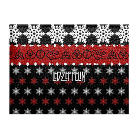 Обложка для студенческого билета с принтом Праздничный Led Zeppelin в Екатеринбурге, натуральная кожа | Размер: 11*8 см; Печать на всей внешней стороне | Тематика изображения на принте: led zeppelin | блюз | группа | джимми пейдж | джон генри бонэм | джон пол джонс | знак | красный | лед зепелен | лед зеппелин | метал | надпись | новогодний | новый год | праздник | роберт плант | рождество