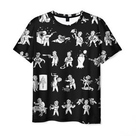 Мужская футболка 3D с принтом Фоллаут : Перки в Екатеринбурге, 100% полиэфир | прямой крой, круглый вырез горловины, длина до линии бедер | fallout | игра | перки | пип бой | рпг | фаллаут | ядерная война