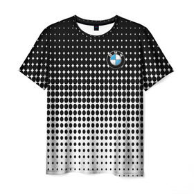 Мужская футболка 3D с принтом BMW 2018 Black and White IV в Екатеринбурге, 100% полиэфир | прямой крой, круглый вырез горловины, длина до линии бедер | bmw | автомобильные | бмв | машины