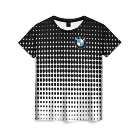 Женская футболка 3D с принтом BMW 2018 Black and White IV в Екатеринбурге, 100% полиэфир ( синтетическое хлопкоподобное полотно) | прямой крой, круглый вырез горловины, длина до линии бедер | bmw | автомобильные | бмв | машины