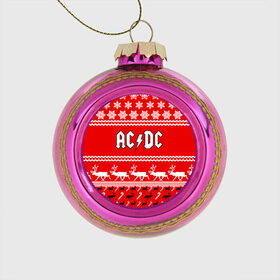 Стеклянный ёлочный шар с принтом Праздничный AC/DC в Екатеринбурге, Стекло | Диаметр: 80 мм | ac dc | acdc |   снежинки | ангус янг | ас дс | асдс | крис слэйд | новогодний | новый год | рождество | стиви янг | эксл роуз