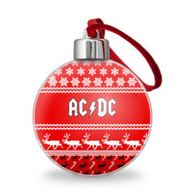 Ёлочный шар с принтом Праздничный AC/DC в Екатеринбурге, Пластик | Диаметр: 77 мм | ac dc | acdc |   снежинки | ангус янг | ас дс | асдс | крис слэйд | новогодний | новый год | рождество | стиви янг | эксл роуз