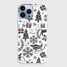 Чехол для iPhone 13 Pro Max с принтом ДУХ РОЖДЕСТВА | MERRY CHRISTMAS в Екатеринбурге,  |  | год | елка | зима | колокольчик  | новый | олень | подарки | праздник | сани | снег | снежинки | узор