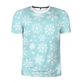 Мужская футболка 3D спортивная с принтом Мелодия Рождества в Екатеринбурге, 100% полиэстер с улучшенными характеристиками | приталенный силуэт, круглая горловина, широкие плечи, сужается к линии бедра | Тематика изображения на принте: новый год | снег | снежинки