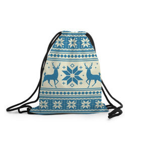 Рюкзак-мешок 3D с принтом Наш веселый Новый год в Екатеринбурге, 100% полиэстер | плотность ткани — 200 г/м2, размер — 35 х 45 см; лямки — толстые шнурки, застежка на шнуровке, без карманов и подкладки | новый год | олень | свитер | снег | снежинки | узор