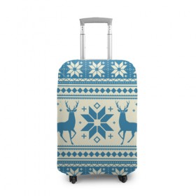 Чехол для чемодана 3D с принтом Наш веселый Новый год в Екатеринбурге, 86% полиэфир, 14% спандекс | двустороннее нанесение принта, прорези для ручек и колес | новый год | олень | свитер | снег | снежинки | узор