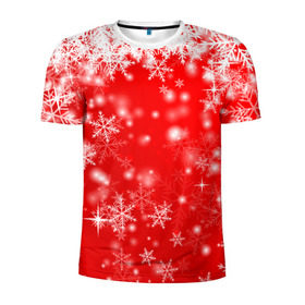 Мужская футболка 3D спортивная с принтом Новогоднее чудо 1 в Екатеринбурге, 100% полиэстер с улучшенными характеристиками | приталенный силуэт, круглая горловина, широкие плечи, сужается к линии бедра | новый год | снег | снежинки