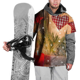 Накидка на куртку 3D с принтом Новогодняя сказка в Екатеринбурге, 100% полиэстер |  | елка | мягкие игрушки | новый год снег | свеча | снежинки