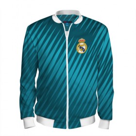 Мужской бомбер 3D с принтом Real Madrid 2018 Sportwear в Екатеринбурге, 100% полиэстер | застегивается на молнию, по бокам два кармана без застежек, по низу бомбера и на воротнике - эластичная резинка | Тематика изображения на принте: 