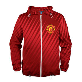 Мужская ветровка 3D с принтом Manchester United Sportwear в Екатеринбурге, 100% полиэстер | подол и капюшон оформлены резинкой с фиксаторами, два кармана без застежек по бокам, один потайной карман на груди | Тематика изображения на принте: emirates | fc | manchester united | геометрия | манчестер юнайтед | спорт | футбол | футбольный клуб | эмблема