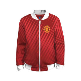 Детский бомбер 3D с принтом Manchester United Sportwear в Екатеринбурге, 100% полиэстер | застегивается на молнию, по бокам два кармана без застежек, мягкие манжеты, по низу бомбера и на воротнике — эластичная резинка | emirates | fc | manchester united | геометрия | манчестер юнайтед | спорт | футбол | футбольный клуб | эмблема