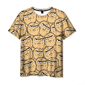 Мужская футболка 3D с принтом MEME DETERMINED NOT OKAY в Екатеринбурге, 100% полиэфир | прямой крой, круглый вырез горловины, длина до линии бедер | Тематика изображения на принте: determined not okay | meme | лицо | мем | определённо не всё в порядке
