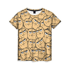 Женская футболка 3D с принтом MEME DETERMINED NOT OKAY в Екатеринбурге, 100% полиэфир ( синтетическое хлопкоподобное полотно) | прямой крой, круглый вырез горловины, длина до линии бедер | determined not okay | meme | лицо | мем | определённо не всё в порядке