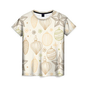 Женская футболка 3D с принтом Ёлка в гости зовет! в Екатеринбурге, 100% полиэфир ( синтетическое хлопкоподобное полотно) | прямой крой, круглый вырез горловины, длина до линии бедер | ёлочные шары | ёлочный шар | игрушки | новый год снег | снежинки