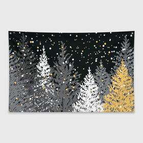 Флаг-баннер с принтом Ёлки в Екатеринбурге, 100% полиэстер | размер 67 х 109 см, плотность ткани — 95 г/м2; по краям флага есть четыре люверса для крепления | Тематика изображения на принте: елка | новый год | снег | снежинки