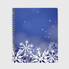Тетрадь с принтом Зима в Екатеринбурге, 100% бумага | 48 листов, плотность листов — 60 г/м2, плотность картонной обложки — 250 г/м2. Листы скреплены сбоку удобной пружинной спиралью. Уголки страниц и обложки скругленные. Цвет линий — светло-серый
 | елка | новый год | снег | снежинки