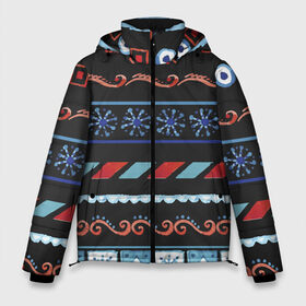 Мужская зимняя куртка 3D с принтом Новогодняя текстура в Екатеринбурге, верх — 100% полиэстер; подкладка — 100% полиэстер; утеплитель — 100% полиэстер | длина ниже бедра, свободный силуэт Оверсайз. Есть воротник-стойка, отстегивающийся капюшон и ветрозащитная планка. 

Боковые карманы с листочкой на кнопках и внутренний карман на молнии. | елка | новый год | снег | снежинки | узор