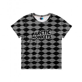 Детская футболка 3D с принтом Arctic Monkeys в Екатеринбурге, 100% гипоаллергенный полиэфир | прямой крой, круглый вырез горловины, длина до линии бедер, чуть спущенное плечо, ткань немного тянется | 