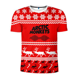 Мужская футболка 3D спортивная с принтом Arctic Monkeys в Екатеринбурге, 100% полиэстер с улучшенными характеристиками | приталенный силуэт, круглая горловина, широкие плечи, сужается к линии бедра | arc | алекс тёрнер | арктик | арктические | гаражный | группа | джейми кук | знак | инди | красный | манкис | мартышки | музыка | надпись | ник о мэлли | новогодний | новый год | обезьяна | постпанк
