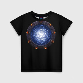 Детская футболка 3D с принтом Stargate в Екатеринбурге, 100% гипоаллергенный полиэфир | прямой крой, круглый вырез горловины, длина до линии бедер, чуть спущенное плечо, ткань немного тянется | sg1 | wormhole | другие миры | зв1 | звёздные врата | кротовая нора | портал | тоннель | червоточина