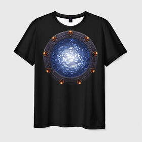 Мужская футболка 3D с принтом Stargate в Екатеринбурге, 100% полиэфир | прямой крой, круглый вырез горловины, длина до линии бедер | sg1 | wormhole | другие миры | зв1 | звёздные врата | кротовая нора | портал | тоннель | червоточина