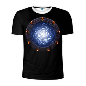 Мужская футболка 3D спортивная с принтом Stargate в Екатеринбурге, 100% полиэстер с улучшенными характеристиками | приталенный силуэт, круглая горловина, широкие плечи, сужается к линии бедра | sg1 | wormhole | другие миры | зв1 | звёздные врата | кротовая нора | портал | тоннель | червоточина
