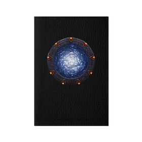 Обложка для паспорта матовая кожа с принтом Stargate в Екатеринбурге, натуральная матовая кожа | размер 19,3 х 13,7 см; прозрачные пластиковые крепления | sg1 | wormhole | другие миры | зв1 | звёздные врата | кротовая нора | портал | тоннель | червоточина