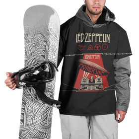 Накидка на куртку 3D с принтом Led Zeppelin в Екатеринбурге, 100% полиэстер |  | led | led zeppelin | блюз | группа | джимми пейдж | джон генри бонэм | джон пол джонс | лед зепелен | лед зеппелин | метал | роберт плант | рок | тяжелый | фолк | хард | хардрок | хеви | хевиметал