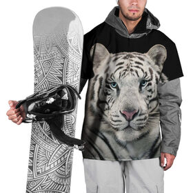 Накидка на куртку 3D с принтом White tiger в Екатеринбурге, 100% полиэстер |  | tiger white | белый тигр | дикая кошка | тигр