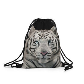 Рюкзак-мешок 3D с принтом White tiger в Екатеринбурге, 100% полиэстер | плотность ткани — 200 г/м2, размер — 35 х 45 см; лямки — толстые шнурки, застежка на шнуровке, без карманов и подкладки | tiger white | белый тигр | дикая кошка | тигр