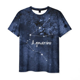 Мужская футболка 3D с принтом Водолей (Aquarius) в Екатеринбурге, 100% полиэфир | прямой крой, круглый вырез горловины, длина до линии бедер | aquarius | водолей | звезды | знаки зодиака | космос | созвездие