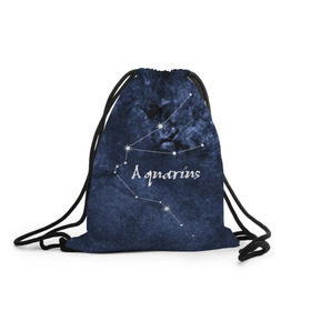 Рюкзак-мешок 3D с принтом Водолей (Aquarius) в Екатеринбурге, 100% полиэстер | плотность ткани — 200 г/м2, размер — 35 х 45 см; лямки — толстые шнурки, застежка на шнуровке, без карманов и подкладки | aquarius | водолей | звезды | знаки зодиака | космос | созвездие