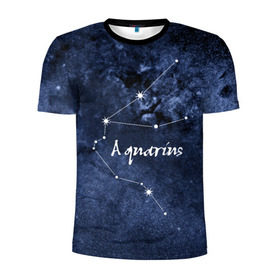 Мужская футболка 3D спортивная с принтом Водолей (Aquarius) в Екатеринбурге, 100% полиэстер с улучшенными характеристиками | приталенный силуэт, круглая горловина, широкие плечи, сужается к линии бедра | aquarius | водолей | звезды | знаки зодиака | космос | созвездие