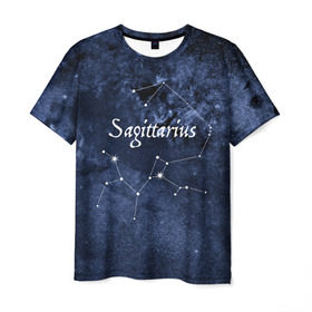 Мужская футболка 3D с принтом Стрелец(Sagittarius) в Екатеринбурге, 100% полиэфир | прямой крой, круглый вырез горловины, длина до линии бедер | sagittarius | звезды | знаки зодиака | космос | созвездие | стрелец