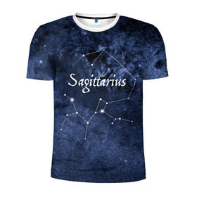 Мужская футболка 3D спортивная с принтом Стрелец(Sagittarius) в Екатеринбурге, 100% полиэстер с улучшенными характеристиками | приталенный силуэт, круглая горловина, широкие плечи, сужается к линии бедра | Тематика изображения на принте: sagittarius | звезды | знаки зодиака | космос | созвездие | стрелец